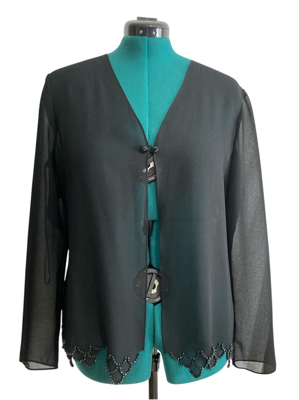 Vintage J.R. Nites by Caliendo Sheer Beaded Scallop Trim Cardigan
